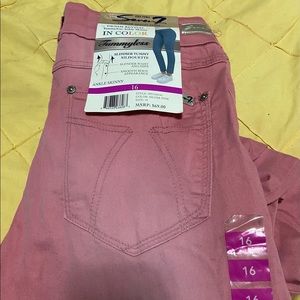 Seven7 Women's Tummyless High Rise Slimming Stretch Skinny Jeans- Silver Pink